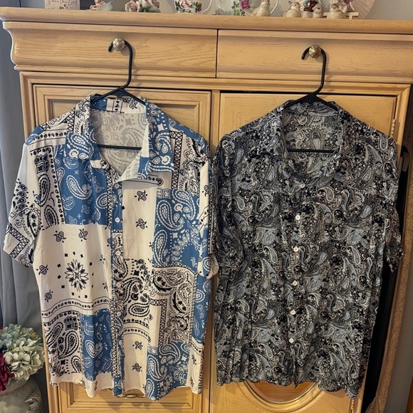 Other - Blue and Black Paisley Bandana Print Men's Shirts